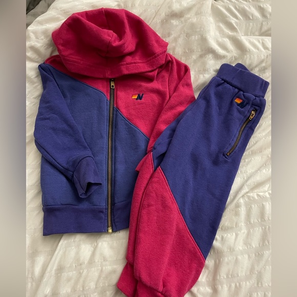 Aviator Nation Other - AVIATOR NATION - Pink Purple Kid's Outfit Bundle Full Zip with Hood and Joggers